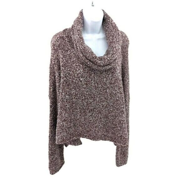 Free People Sweater Medium Cowl Neck BFF Bittersweet Loose Knit Oversized Purple - Picture 4 of 11